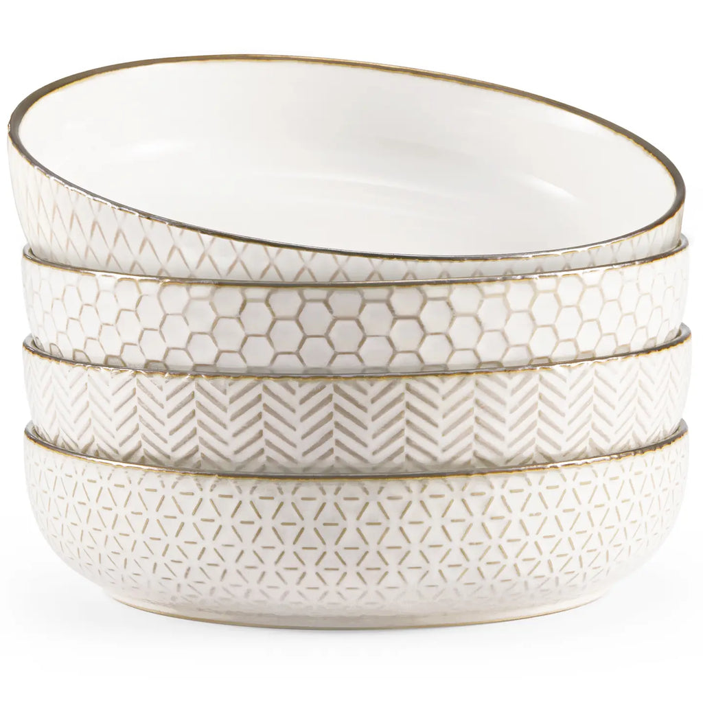 Pasta Bowls ceramic cream Narb 4pc KOOK KAP4PB40W