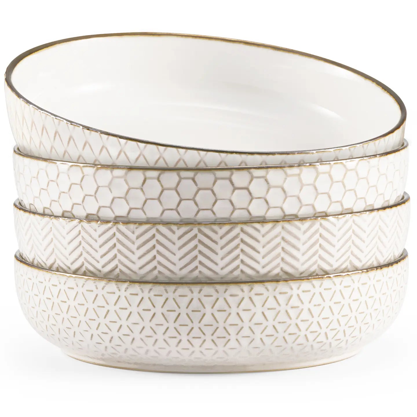 Pasta Bowls ceramic cream Narb 4pc KOOK KAP4PB40W