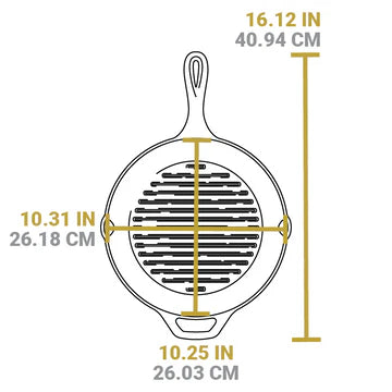 Cast Iron Grill Pan 10" RND LODGE L8GP3