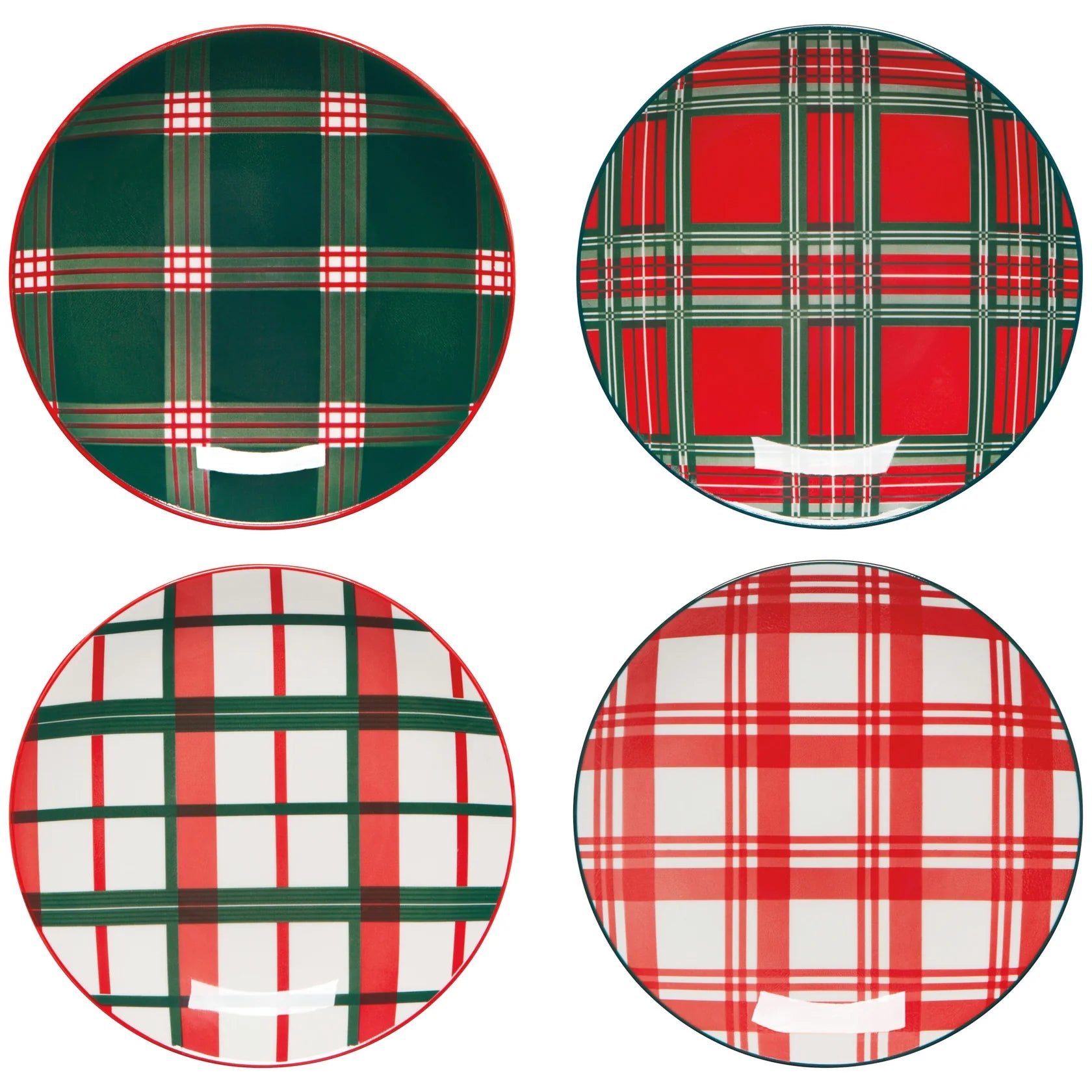 Plates Appetizer Holiday Plaid 4pc DANI NPT2369D