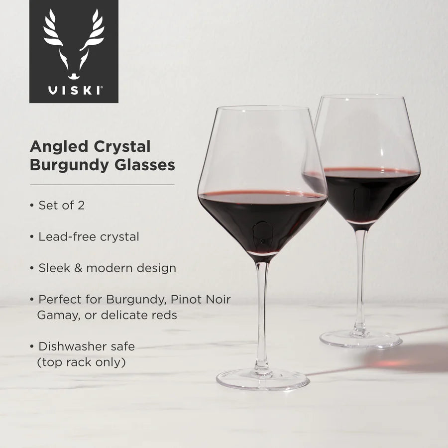 Burgundy Glasses ang stem Raye 2pc crys VISKI 4532
